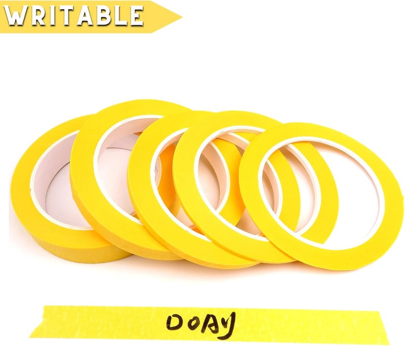 DOAY 5 Rolls Pinstripe Tape - Masking Tape 1/16", 1/8", 1/4", 1/2", 3/4" - Thin Painters Masking Automotive Tape for DIY, Car, Auto, Paint, Art, Tumblers (Yellow) - Image 5
